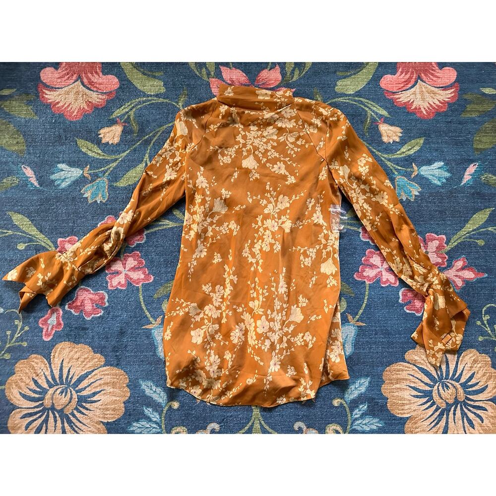 NWOT Free People Aries High Neck Floral Satin Mini Dress Size Medium - Picture 3 of 7
